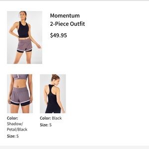 Small Fabletics Momentum Two Piece Outfit